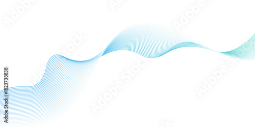blue Wave with lines created using blend tool Abstract blue wave lines, Deep blue and teal sea water flow. Isolated border, decorative design element. Blue lines vector illustration. Curved wave,