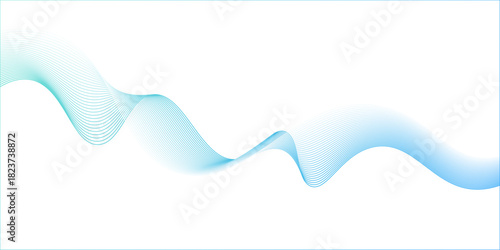 blue Wave with lines created using blend tool Abstract blue wave lines, Deep blue and teal sea water flow. Isolated border, decorative design element. Blue lines vector illustration. Curved wave,