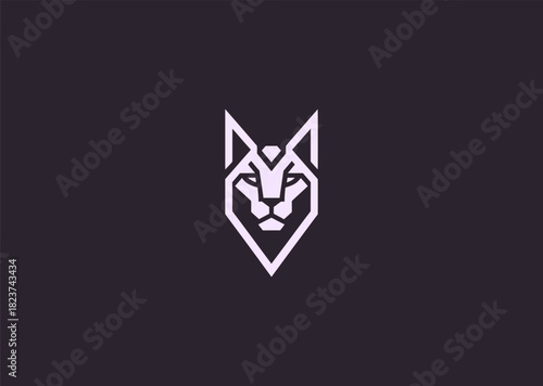 A geometric lynx logo crafted with crisp angular segments highlighting its ears and fierce gaze, symbolizing stealth, awareness, and wilderness in a modern vector illustration concept