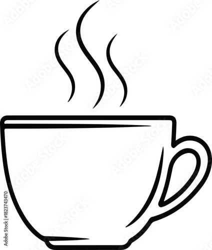 Coffee,tea cup vector line art illustration graphic design 