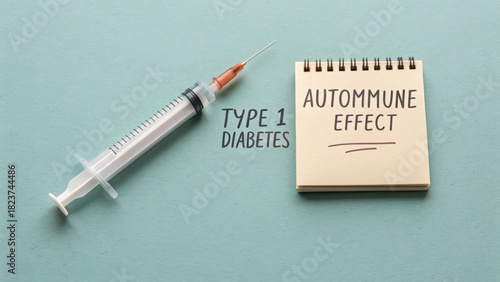 Syringe beside handwritten notes about Type 1 Diabetes