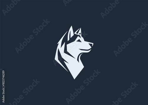 A geometric husky logo formed with structured polygonal lines, expressing loyalty, endurance, and cold-climate strength through a balanced contemporary vector design