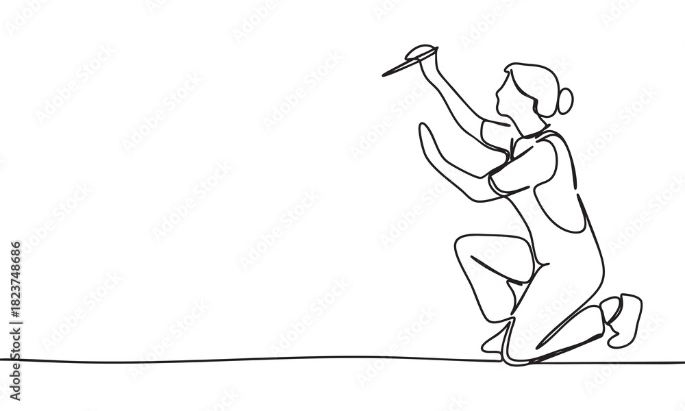 Fototapeta premium Continuous Line Drawing of a Person Creating Art