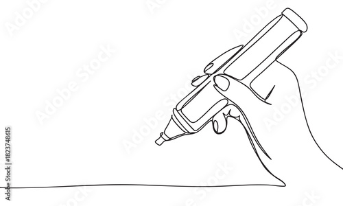 Continuous Line Drawing of a Hand Holding a Marker