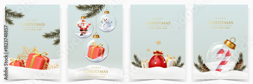 Set of Christmas and New year cards.
