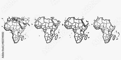 map of Africa sketch illustration vector set
