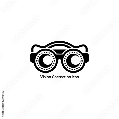 Vision Correction Optometry Icon, Minimal Phoropter Glasses Symbol for Eye Exam, Eye Care Clinic Logo and Medical Apps Design

