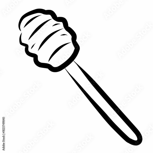 Honey Dipper in Black Outline Style for Sweet Food Themes