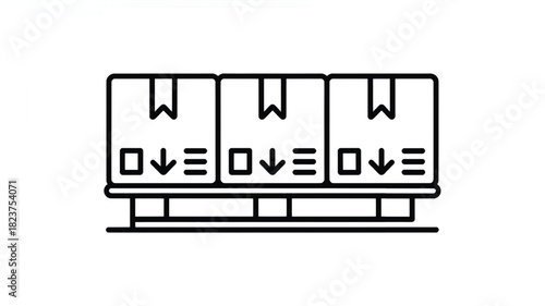 Boxes on a pallet simple line art vector illustration representing shipping and delivery