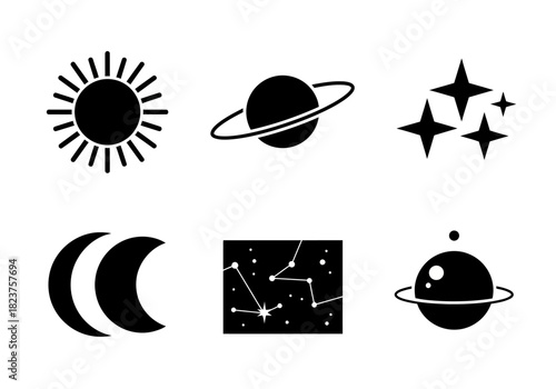 vector of astrology elements and stars