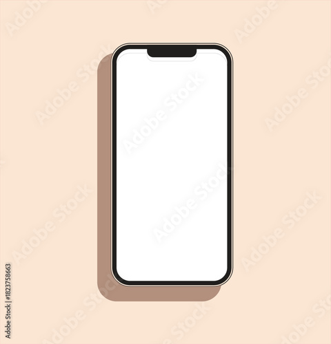 Modern smartphone mockup with blank screen for app display on a peach background