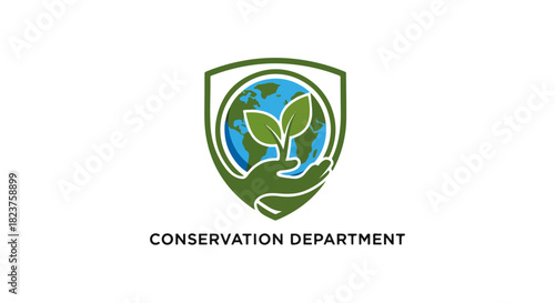 Nature Conservation Community Logo – Tree Planting, Eco Green Movement, Environmental Care Emblem