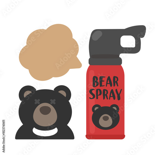クマとクマ撃退スプレー　噴射　イラスト