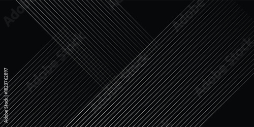 Black background with shiny diagonal lines wallpaper, Black and grey metallic abstract tech geometric linear background.