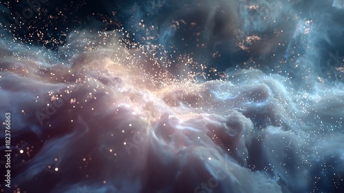Breathtaking Cosmic Nebula with Dynamic Particle Effects – Vivid Interstellar Gas, Glimmering Stardust, and Swirling Luminescent Particles that Bring Otherworldly Depth to Space-Themed Creations.