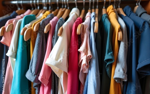 Wallpaper Mural Lots of clothes on hangers piled in a pile. Heap of used clothes. Second hand for recycling. High quality Torontodigital.ca