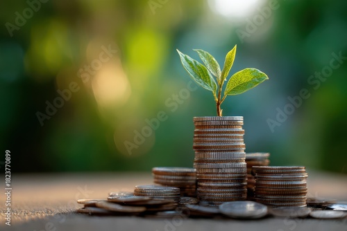 Wallpaper Mural Sustainable finance imagery: money and nature growing together Torontodigital.ca