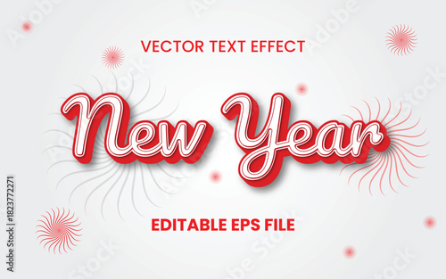 New year red editable text effect
