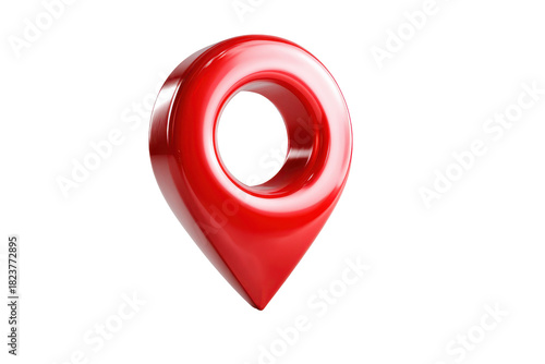 Shiny red location pin icon isolated on transparent background. Shiny red location pin icon represents navigation and destination isolated on white background.