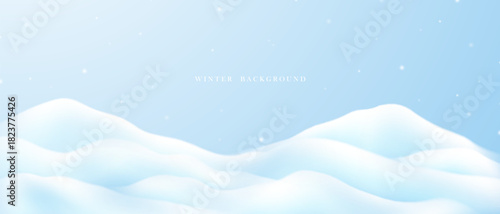 Beautiful winter background with snow. Vector illustration.