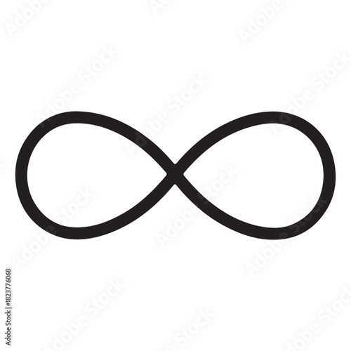 Black Infinity Symbol on White Background representing limitless possibilities and concepts
