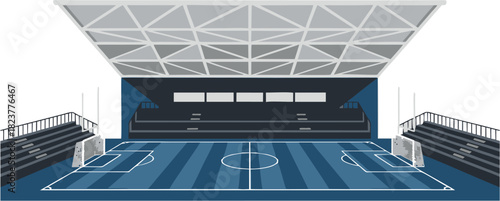 Illustration of a Football Stadium Interior with Seats, Field, and Roof