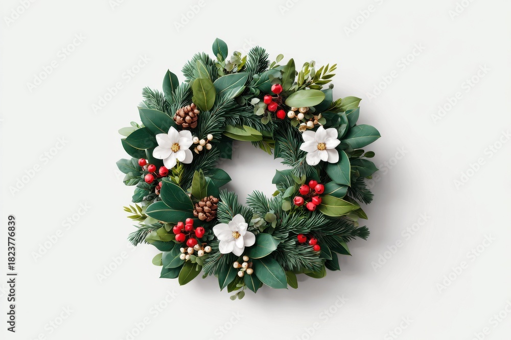 Obraz premium Holiday greetings festive christmas wreath clipart for seasonal decor elements