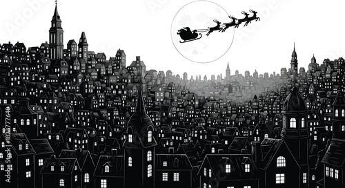 Santa's Sleigh Over Midnight City