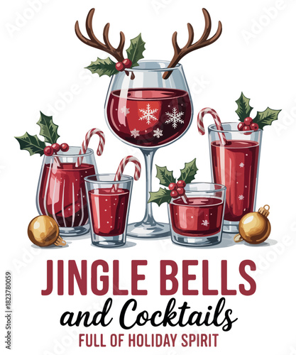 Jingle bells and cocktails full of holiday spirit design