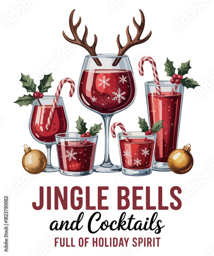 Jingle bells and cocktails full of holiday spirit design