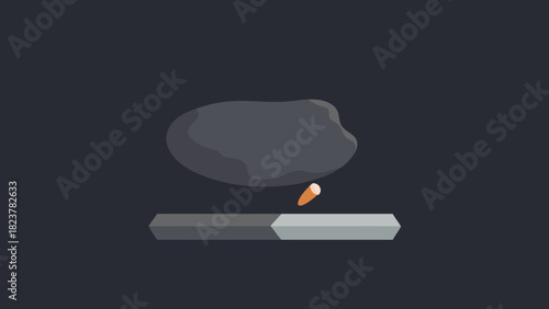 A dark background with a levitating stone and smoke creating a minimalist and abstract concept. The stone represents stability, the smoke symbolizes mystery and the dark background adds depth and intr