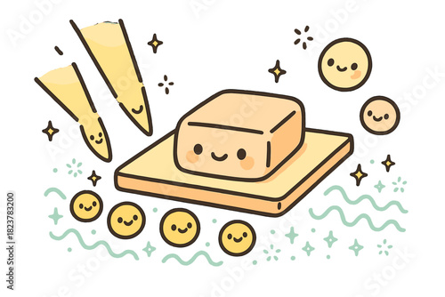 Cheerful Nanosensor Doodles. Cute doodle nanoscale sensor illustration with cheerful plasmonic particles, cartoon detectors with