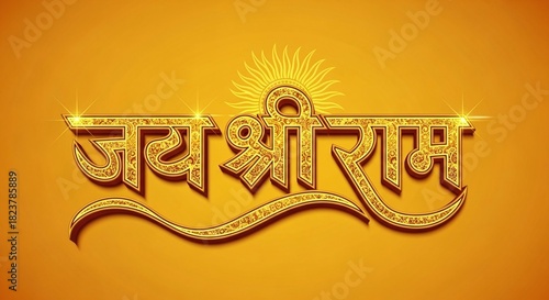 Elegant golden Jai Shri Ram typography art for Diwali celebrations, perfect for Indian festivals, adding cultural richness to your designs and projects
