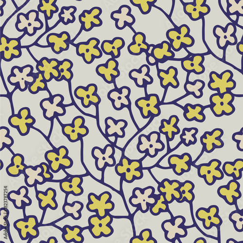 Abstract Retro Floral Cluster Pattern