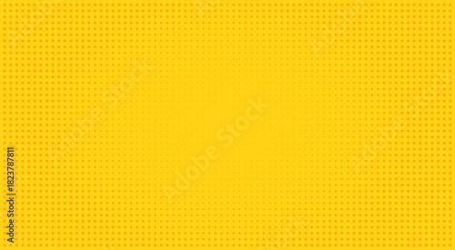 Comic Halftone Yellow gradation gradient background. Simple polka dots pattern for comics and magna. Pop art texture. Horizontal minimalist abstract wall. Vector illustration bg
