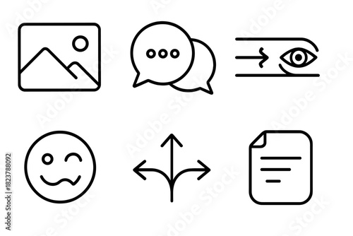Denotation vs Connotation Icons. Line style icons of Denotation and Connotation: literal icon, layered meaning bubble, surface vs