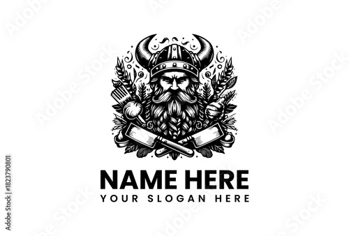 Viking Warrior Vector Logo Illustration for Branding and Identity, Medieval Emblem