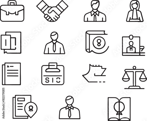 Corporate and Office Tools Outline Icons