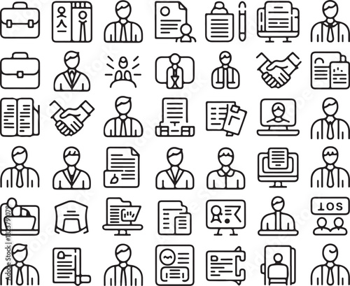 Business and Office Line Icons Set