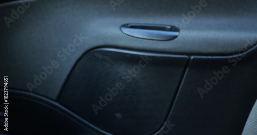 Car Door Panel Close Up Opening Closing With Solid Thud Sound Demonstrating Effective Soundproofing Against Road Noise Vehicle Interior Comfort Automotive Engineering Quality Assurance