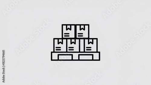 Boxes on a pallet simple line icon for delivery and storage vector illustration isolated on white background