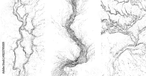 Black and white abstract topographic map lines and dots pattern background