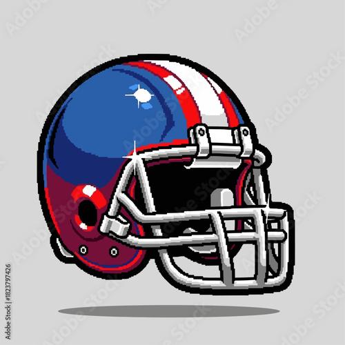 Retro American Football Helmet Illustration in Patriotic Colors
