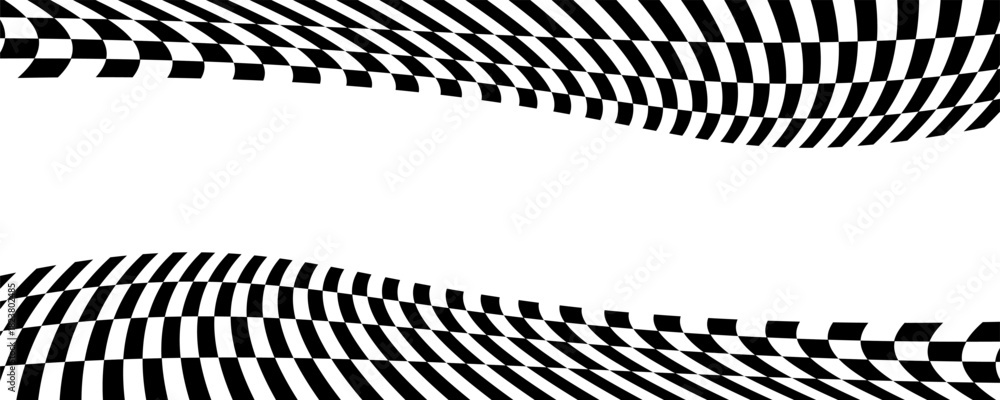 Obraz premium Race flags or checkerboard background. Chess game or rally sport car competition wallpaper. Tilted black and white squares pattern. Banner with checkered texture. Vector flat illustration