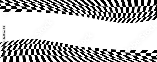 Race flags or checkerboard background. Chess game or rally sport car competition wallpaper. Tilted black and white squares pattern. Banner with checkered texture. Vector flat illustration