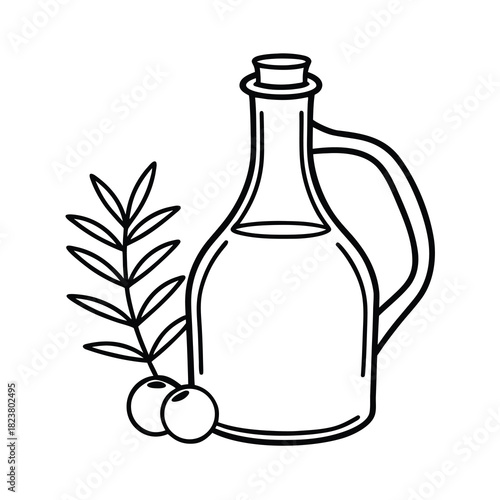Healthy green olive oil bottle and fresh olives on a white isolated background are essential Mediterranean diet ingredients for cooking