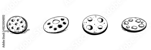 Pizza Doodle Sketch Set. Assorted Pizza Toppings And Styles In Hand Drawn Style Collection. Variety Of Pizza Illustrations. Isolated Vector Illustration