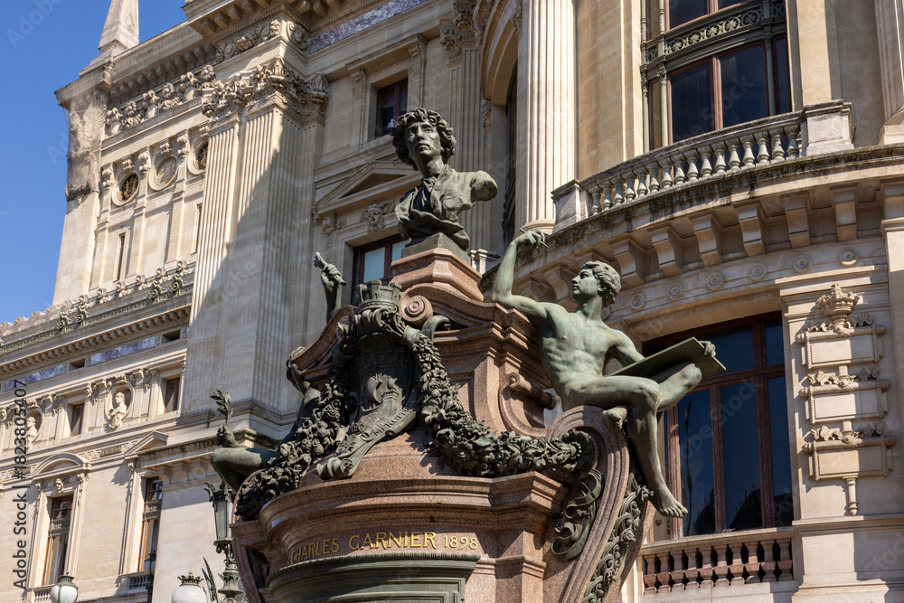 Obraz premium The Paris Opera or Garnier Palace. France. Opera House placed in Place de L'Opera. Designed by Charles Garnier in 1875. Neo Baroque Style.
