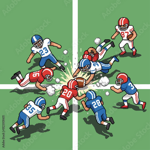 Football Action Players in a Heated Gridiron Clash, Showcasing Strategy and Intensity
