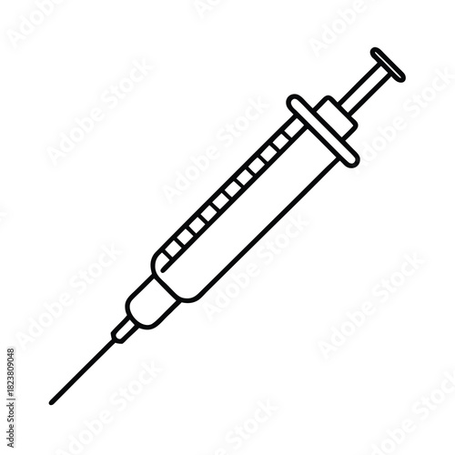 Isolated medical syringe with needle for injection, vaccination, or drug treatment on a white background